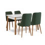 Hanah Home Santiago Atlantic-White Green Conjunto Mesa y Sillas Extensible Comedor 120/153x75x75 cm y 4 Sillas